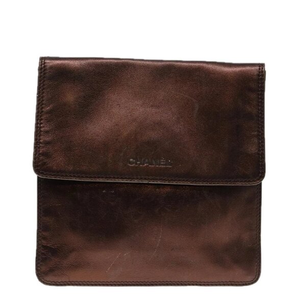 CHANEL Shoulder Bag Leather Bronze Gold CC Auth - Picture 2 of 15